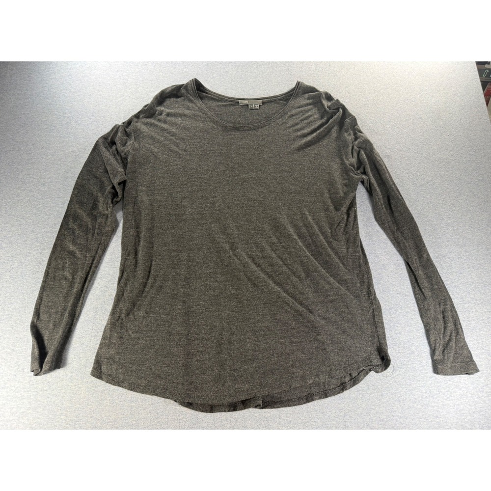 Vince Womens Charcoal Gray Viscose Long Sleeve Crew Neck Top V156681853 L